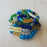 VI Recycled Glass Charm Bracelet