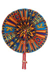 Ankara Fabric Fan W/ Leather Handle
