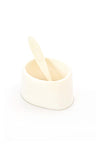 White Bone Salt Cup & Spoon