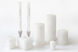 Kapula Hand Painted Candles - White on White