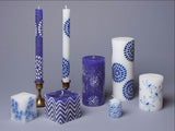 Kapula Hand Painted Candles - Blue & White