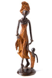 "Mother & Child Walking" Lost Wax Bronze Sculpture