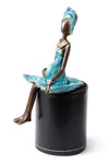 "Expectant Mother in Blue" Lost Wax Bronze Sculpture